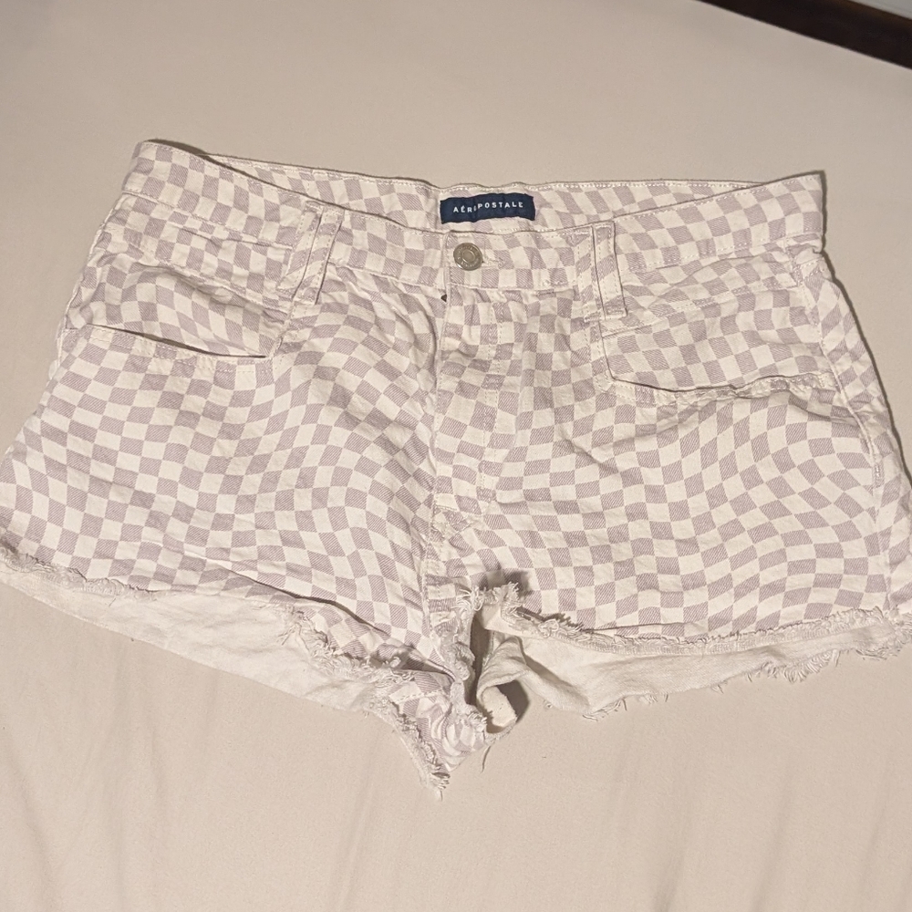 Aeropostale Purple and White Jean Shorts